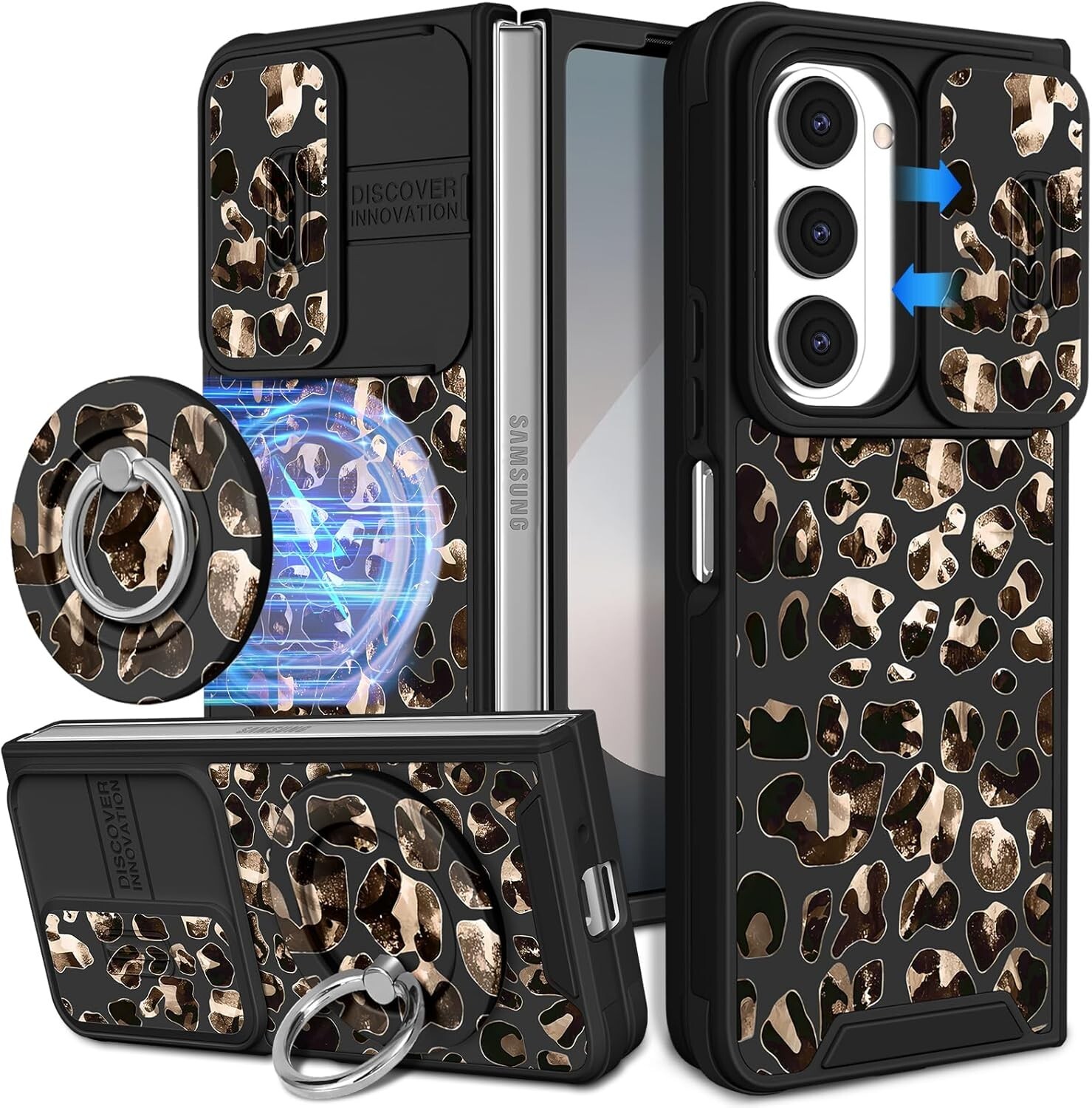 For Samsung Galaxy Z Fold 6 Case with Camera Protector and Ring Kickstand Holder-image