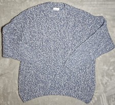 The Sweater Shop Vintage Cable Knit Crew Neck Sweater Size XXL Blue And White