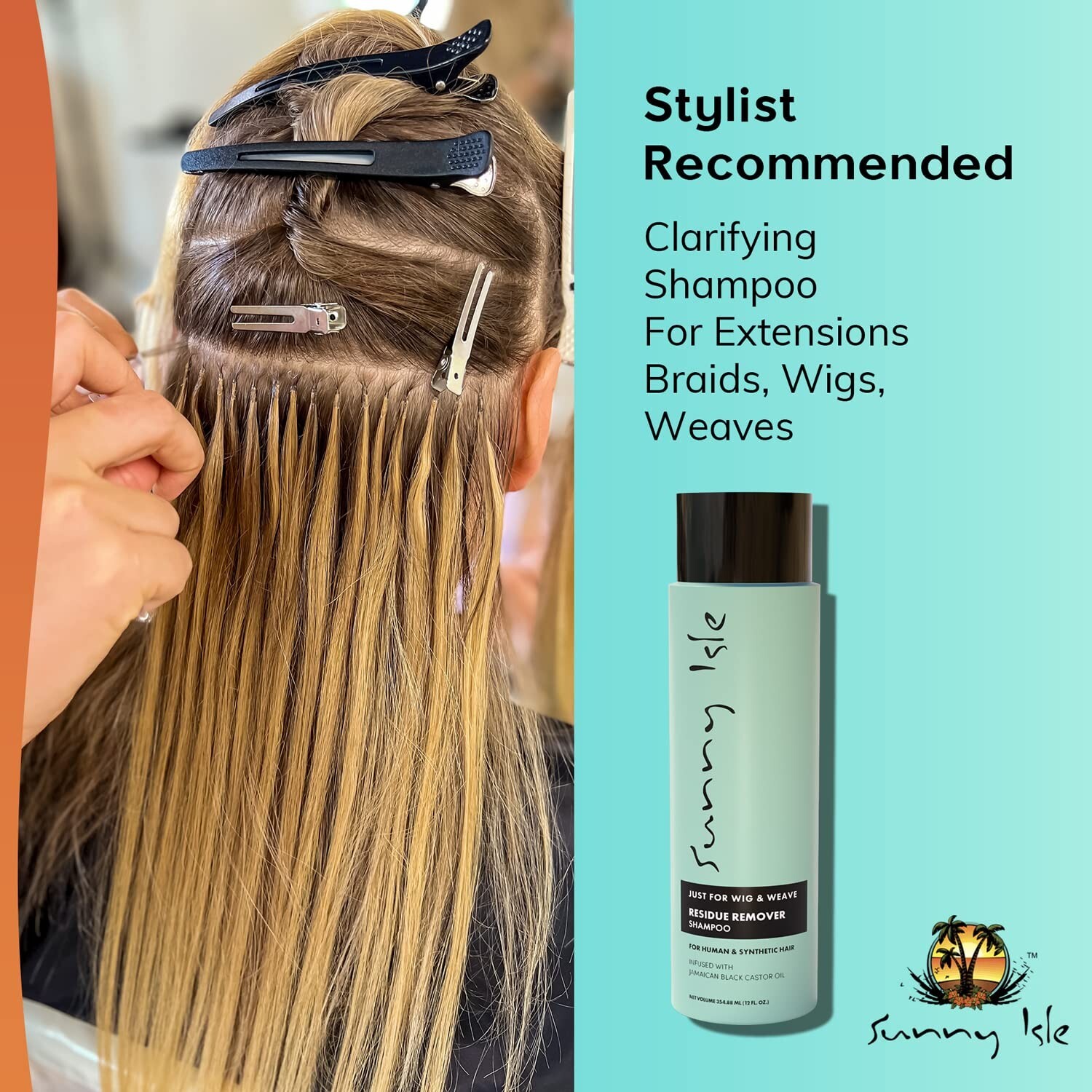 Sunny Isle Just for Wig, Weave, Braid, & Extensions Residue Remover Shampoo 12oz