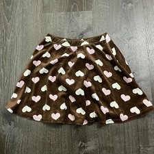 Gymboree Girls Skater Skirt Skort Brown Hearts Print Pull On Stretch Size 9