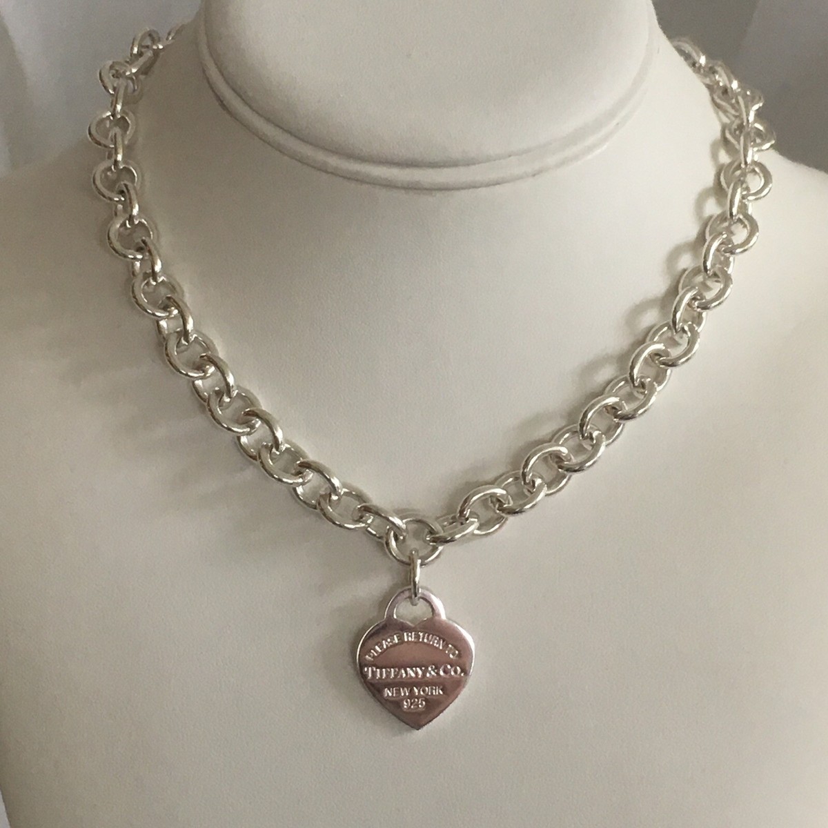 18” Please Return to Tiffany & Co New York Heart Tag Necklace in