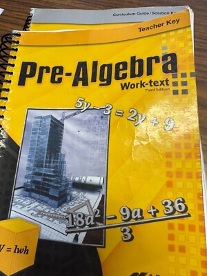 Abeka Pre-Algebra Work-text and Teacher Key Third Edition