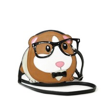 Nerdy Guinea Pig Shoulder Crossbody Bag Black