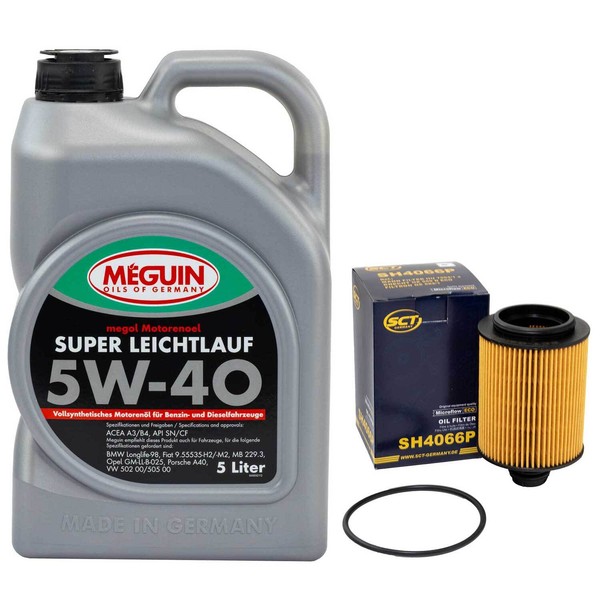 MotoröL Set 5W-40 Meguin 5 Liter + ÖLfilter SH 4066 P FüR Opel Insignia A 2.0-image