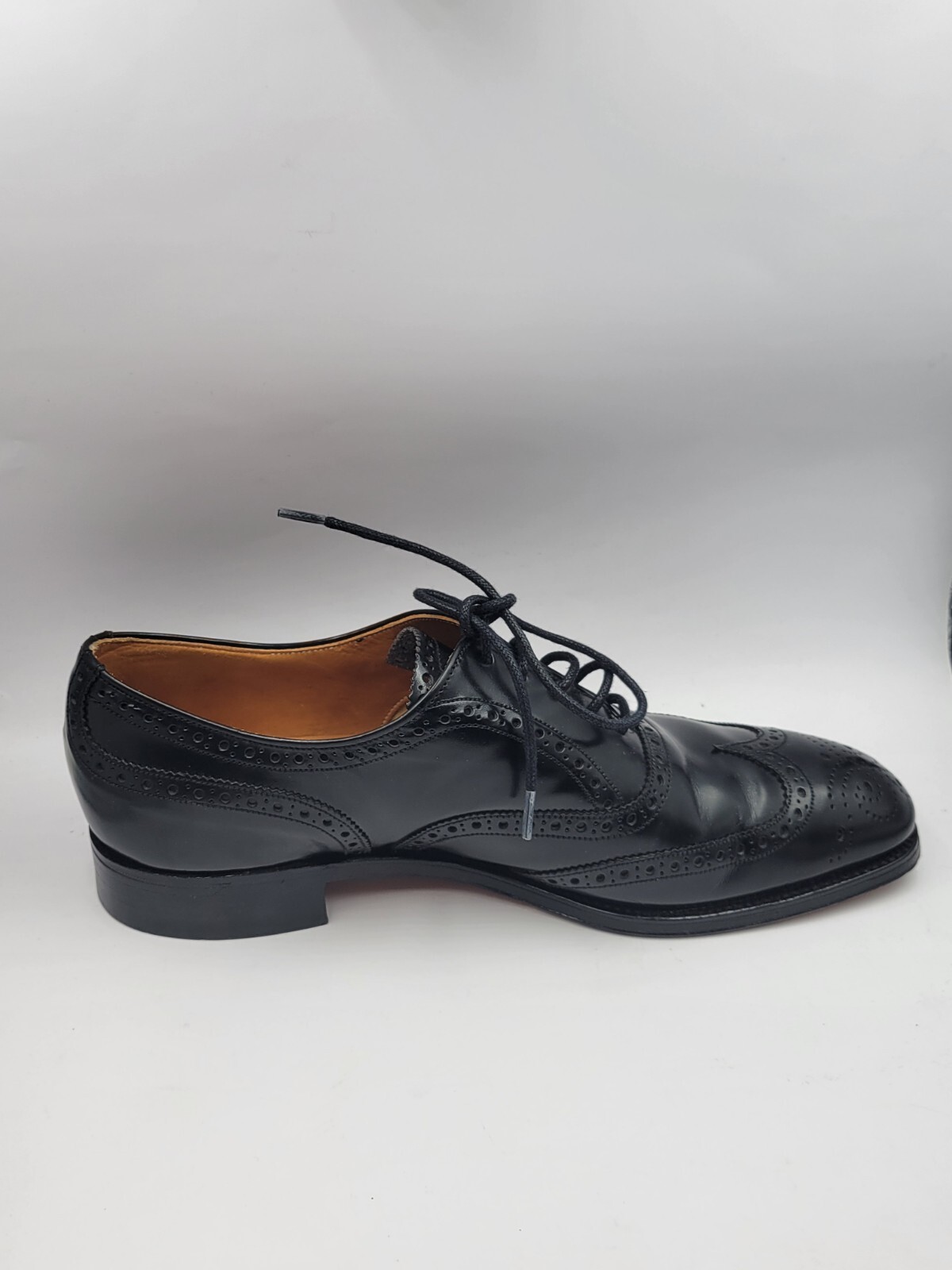 Alan McAfee Wingtip Dress Shoes Size 8.5  Black Leather England Nice Shape EUC