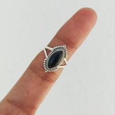 Black Onyx Gemstone Ring Solid 925 Sterling Silver Statement Ring All Size M105