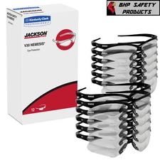 12 PAIR KLEENGUARD NEMESIS SAFETY GLASSES BLACK FRAME/CLEAR LENS 25676 GUN RANGE
