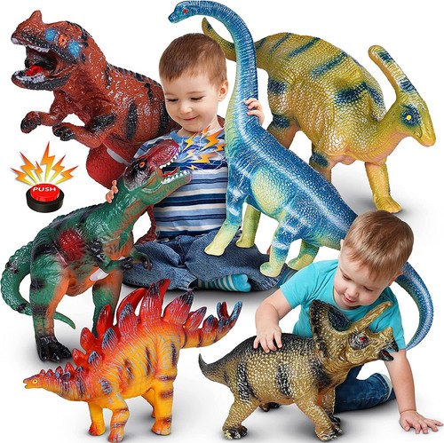 Kids 3 -5 with Roar Sounds and Dinosaur Kids 6 Large Realistic Dinosaur Toys