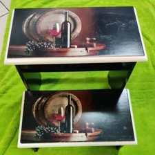 Solid Wood Two Step Stool Room Decor Stair Kitchen High Beds Bed Steps 120 Lb.