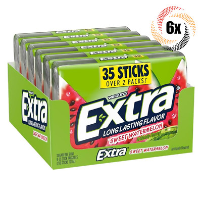 6x Packs Wrigley's Extra Sweet Watermelon Gum | 35 Sticks Each | Sugar Free