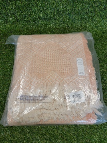 Turtle Creek Afghan Throw Heart To Heart Peach & Ivory 48"×60" 100% Cotton USA - Picture 14 of 15