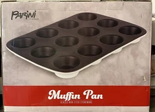 Parini 12 Cup Muffin Pan Glazed Non Stick Stoneware New in Box