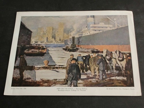 Men on the Dock by George Bellows-Artext Print No.206-1950’s Reproduction. RARE. - Picture 3 of 4
