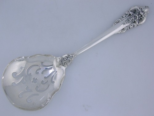 Rare Sterling Silver WALLACE Pea Serving Spoon GRANDE BAROQUE - Picture 2 of 5