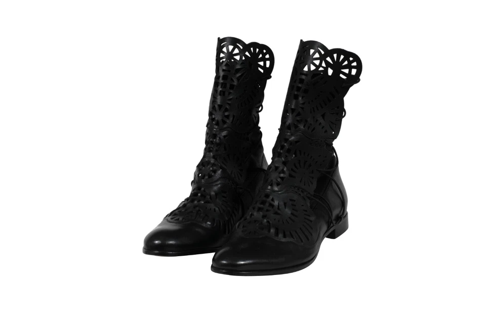 Alexandre Birman Mujeres Gladiador Bordado Cuero Botas EE. UU. 7,5 UE 37,5 Negro Foto 3 de 4
