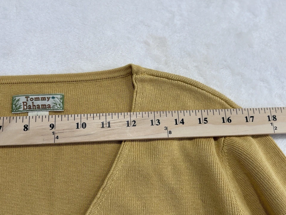 Suéter Cárdigan Amarillo Mezcla Seda Tommy Bahama Vintage Años 90 Talla L, 750TH1K750 Foto 3 de 4