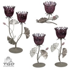 Formano Teelichthalter Leuchter Blüte beere silbernes Metall-636034