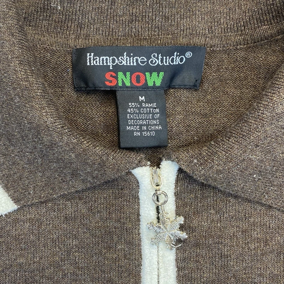 Muñecos de Nieve Suéter Mujer Cárdigan Bordado Mamá Mediano Marrón Navidad Cremallera Completa Foto 3 de 4