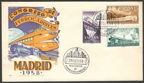 (AOP) Spain 1958 Railway Conference FDC