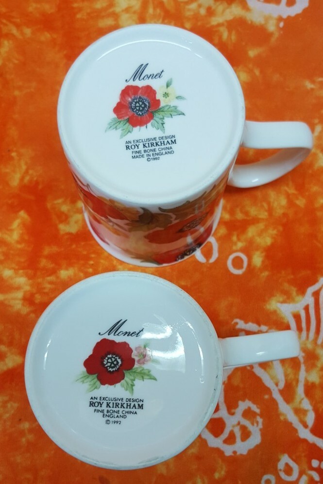 Vintage Roy Kirkham Mugs Poppy Poppies Flowers Red 1992 Pair eBay