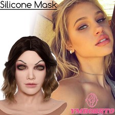 Silicone Realistic Female Face Mask Crossdresser Head Mask For women For Cosplay