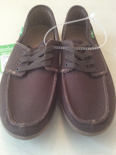 SANUK Mens Casa Barco Brown Gum Canvas 3 Eye Boat Shoes U-Lounge Comfort Size 7 - Picture 2 of 5