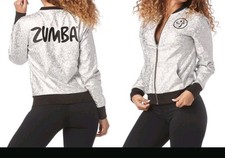 NEU ZUMBA Gr.XS 'SHINE SO BRIGHT' BOMBERJACKE HOLOGRAMM SILBER
