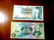 2 BANKNOTES  Bank of Scotland, 1 pound, 1988, P-111g, AUNC  Scott & 1991