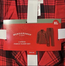 Wondershop Men Pajama Set Red / Black Plaid Flannel Family Sleep Size X-Large