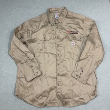 Carhartt Shirt Mens 2XL Brown Flame Resistant Button Up Work FR FRS003 Branded