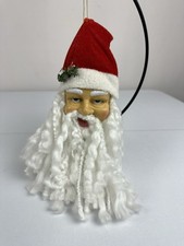 Vintage Santa Claus Head Christmas Ornament Long White Beard Tree Decor