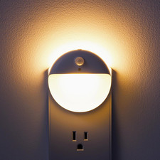 2 Pack Plug in Night Light with Motion Sensor and Dusk to Dawn Sensor, Stepless