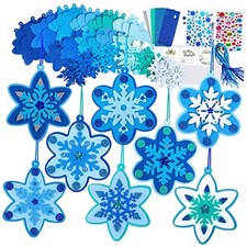 24 Sets Christmas Craft Kits Winter Crafts DIY 3D Snowflake Ornaments