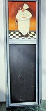 FAT ITALIAN CHEF FRAMED PRINT WITH MENUE BLACK CHALK BOARD 24" L X 7.5" W