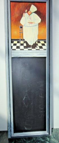 FAT ITALIAN CHEF FRAMED PRINT WITH MENUE BLACK CHALK BOARD 24" L X 7.5" W