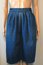 VINTAGE ROBERT MICHAEL DESIGN Pleated Waisted Button Closure Cotton Denim Skirt
