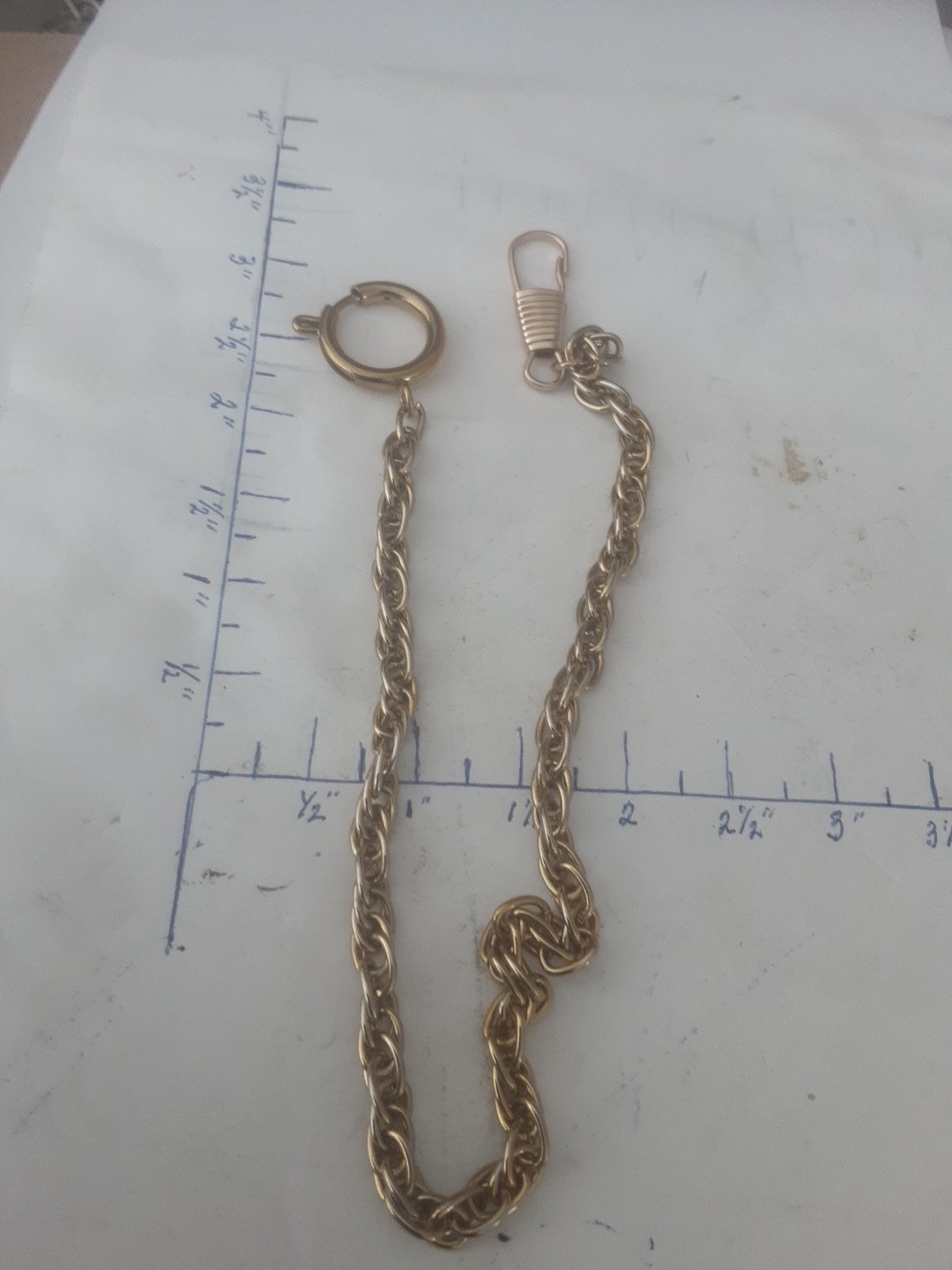 Vintage gold-tone pocket watch chain 11 inches as pictured