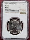 1966 Proof Kennedy Silver Half Dollar 50c NGC MS67 Double Die Obverse FS-102