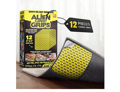 Alien Tape Pre-Cut Double-Sided Set of 12 Carpet Grips. New