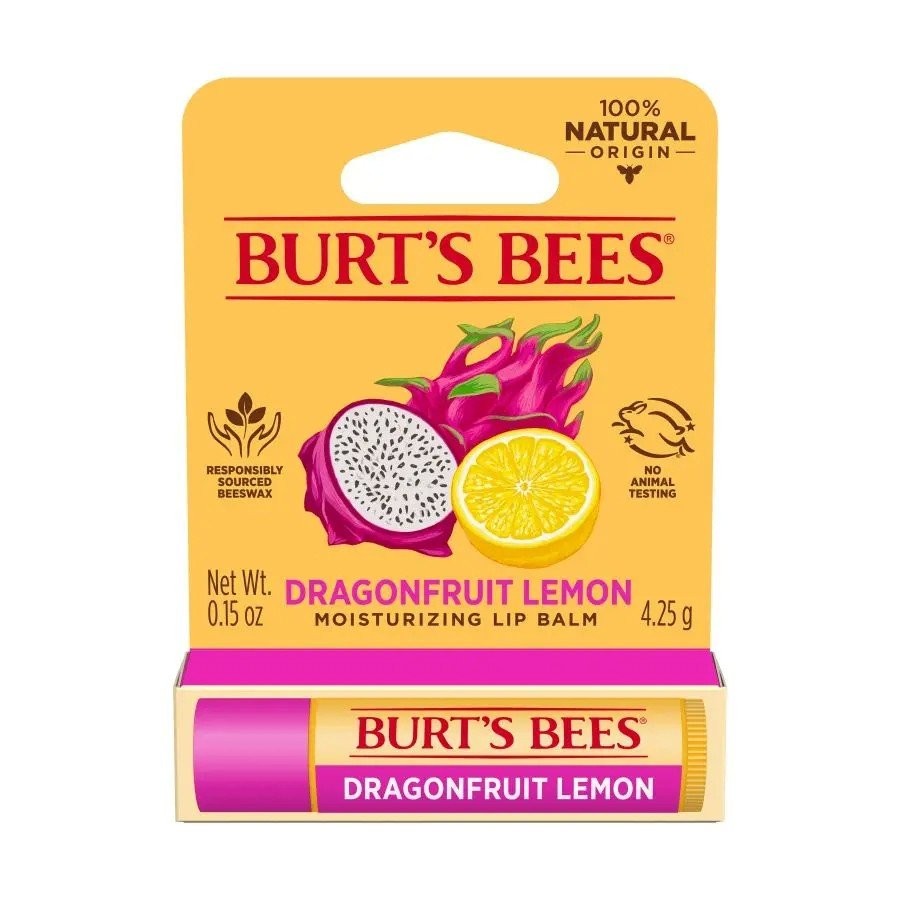 Тюбик бальзама для губ с лимоном Burts Bees Dragonfruit в блистерной упаковке, 15 унций бальзама для губ