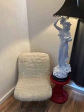 Poltrona Milo Baughman per Thayer Coggin in pelliccia sintetica e cromo