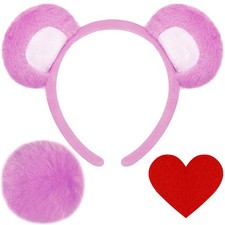 Bear Ears Headband Tail Set Adult Costume Animal Red Heart Patch Accessory