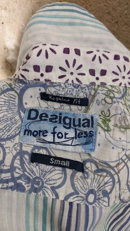 Desigual Taille S Regular  chemise manches longues homme bleue turquoise - Photo 4/4