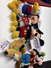 Disney Store Mickey Minnie Donald Goofy Pluto 7 inch beanbag plushes WithTags