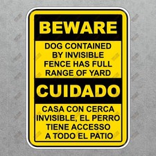 Caution: Beware of Dog Invisible Fence Safety Sign Sticker OSHA 478350