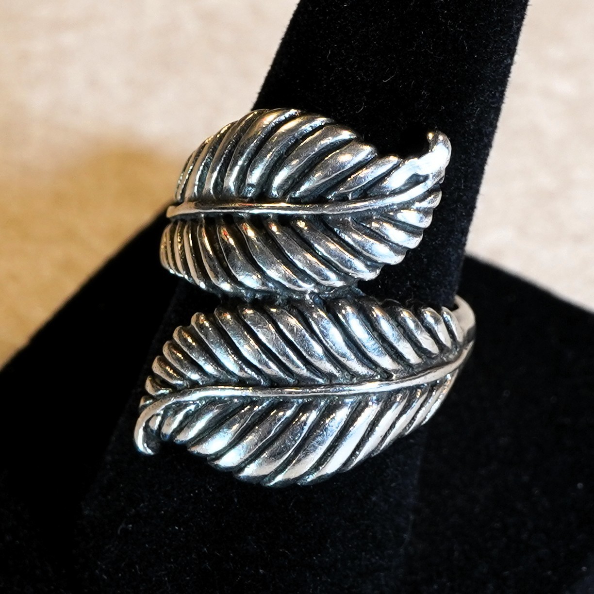 Sterling Silver Double Leaf Wrap Ring - image 1