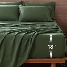 Bedsure Deep Pocket Sheets, 6 Piece, Prewashed Ultra Queen 01 - Olive Green
