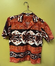 True Vintage 60's 70's Reef Hawaiian Shirt Red Tiki Polynesian M/S