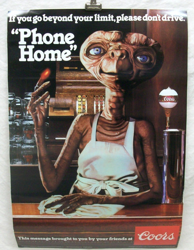 1982 Poster Coors & E.T. The Extra-Terrestrial "Phone Home" PSA & Ad (11"x 16")