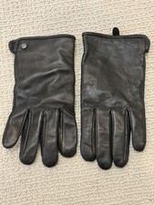 CALVIN KLEIN Men's Black Genuine Leather Fleece Lined Gloves NEW MSRP 70 Large